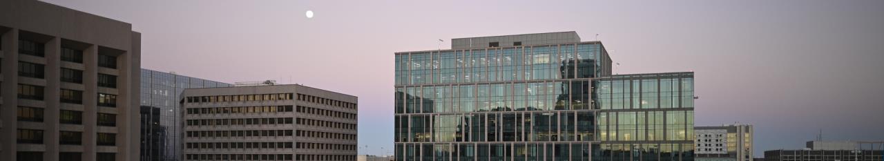 banner- sunset Barbara Jordan Building